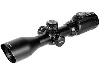 2-7x44 AO Accushot Scout SWAT Rifle Scope, EZ-TAP, Ill. Mil-Dot Reticle, 1/4 MOA, 30mm Tube, Weaver Rings