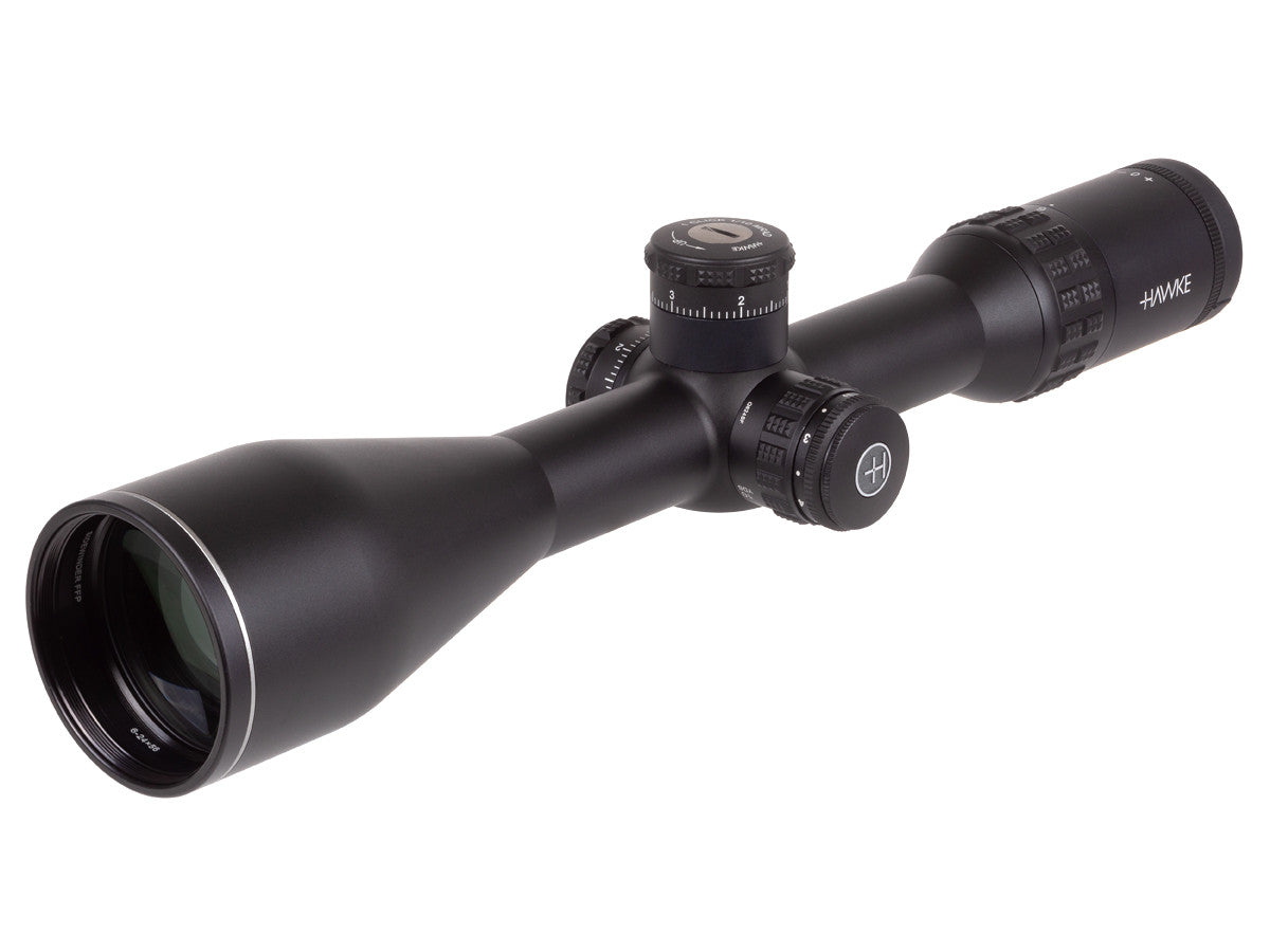 Hawke Sidewinder 30 FFP 6-24x56, Illuminated Half Mil Reticle, 30mm Tube