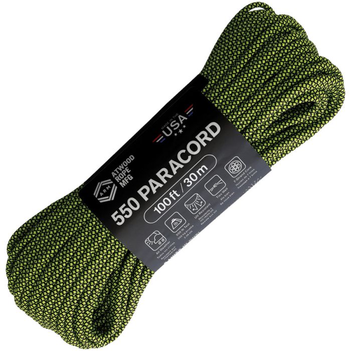 Atwood Rope MFG Parachute Cord Diamond Blk/Ylw