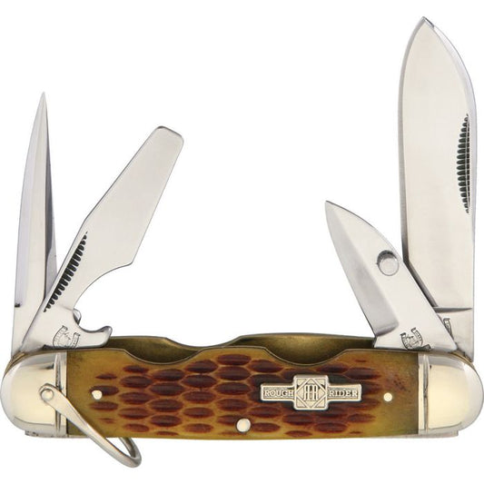 Rough Ryder Camp Knife Amber Bone