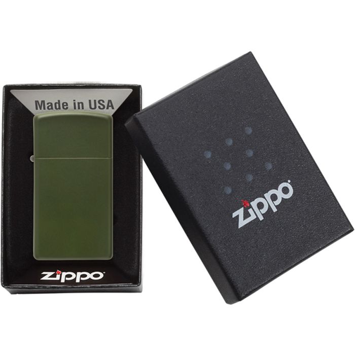 Zippo Slim Lighter Matte Green