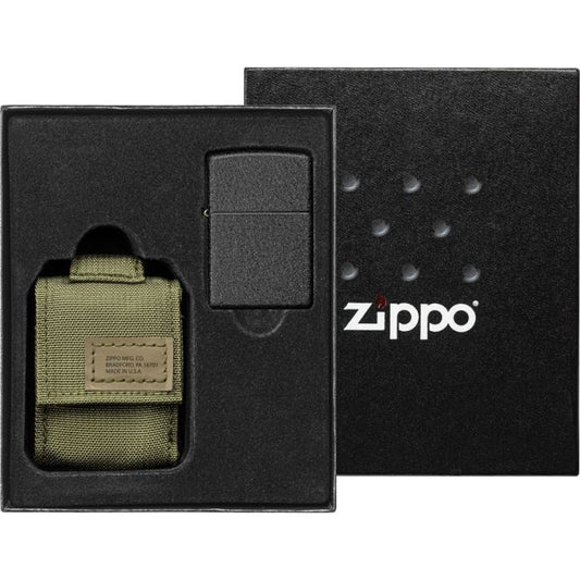 Zippo Lighter with MOLLE Green Pouch