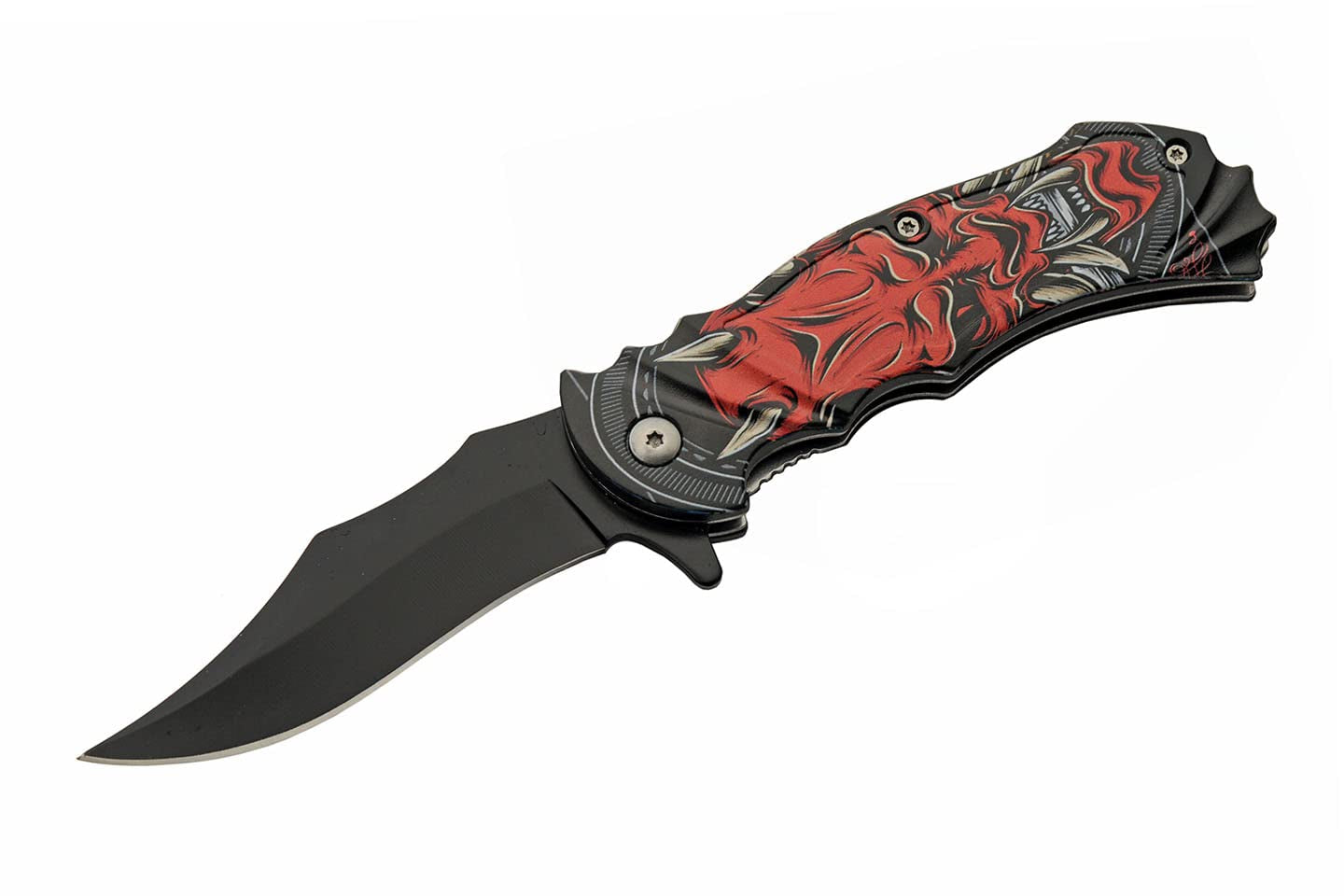 8” Red Demon Assisted Open EDC Folding Knife with Pocket Clip