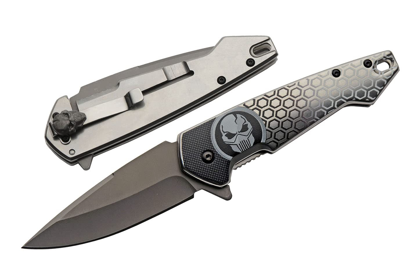 SZCO 7.75” Black Titanium Finished Predator EDC Folding Knife with Pocket Clip (300578-BK)