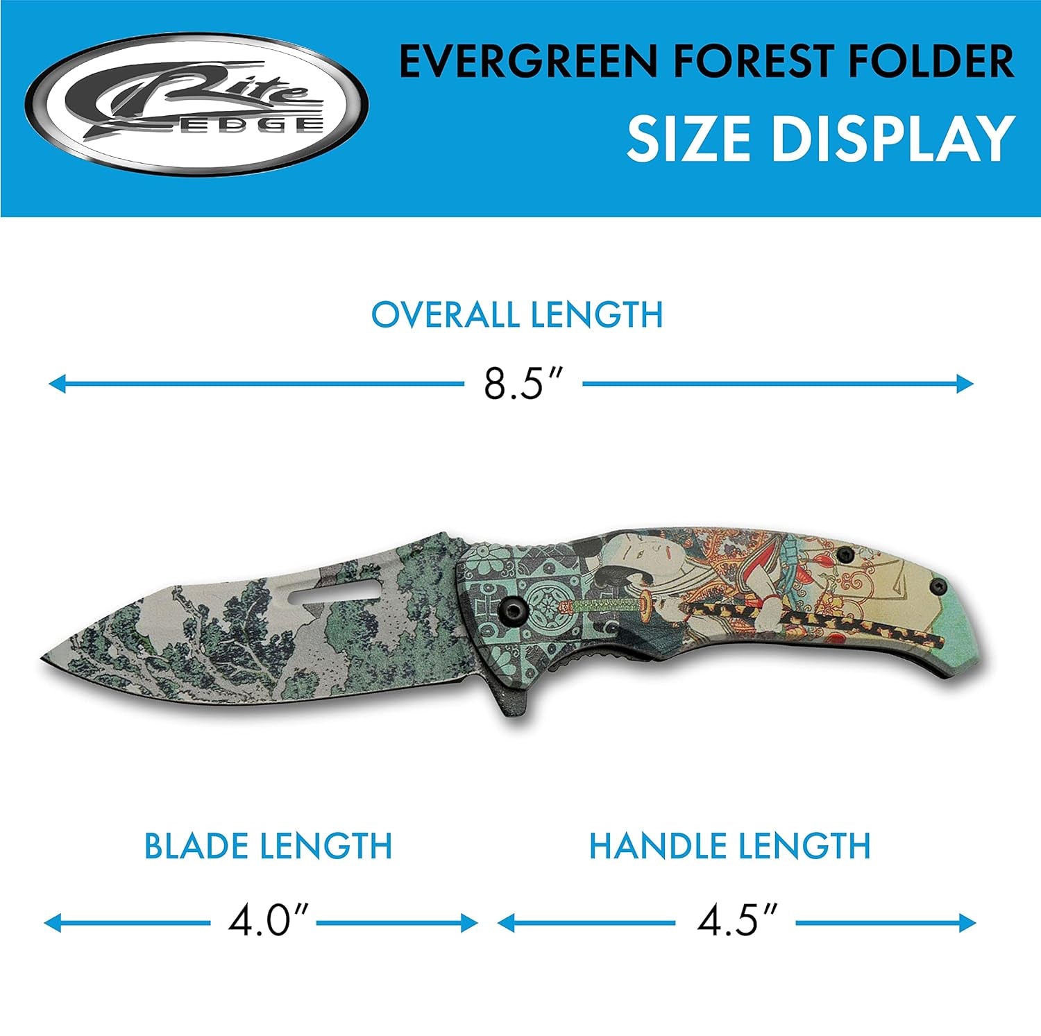 8.5” Evergreen Forest Liner Lock EDC Folding Knife with Pocket Clip