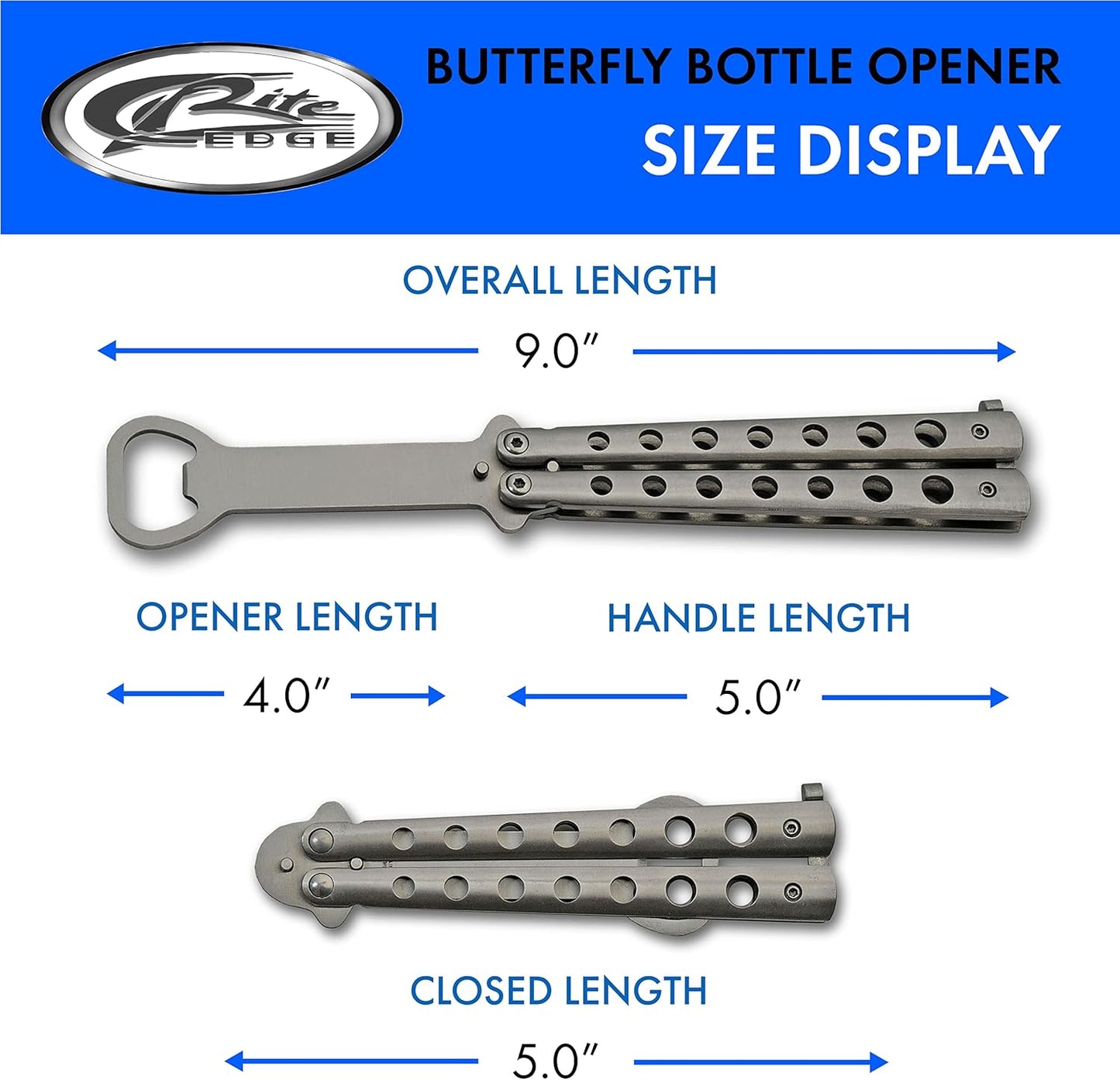 9” Silver Finished Butterfly-Open Styled Travel/Camping Bottle Opener