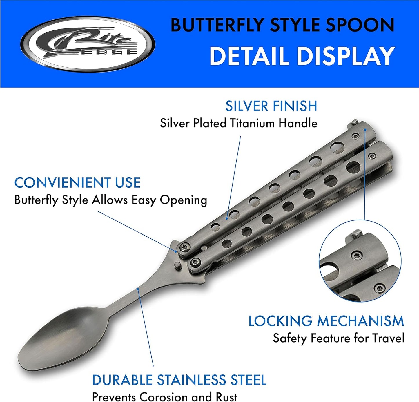 9” Silver-Finished Butterfly-Open Styled Travel/Camping Spoon (211521-SL)