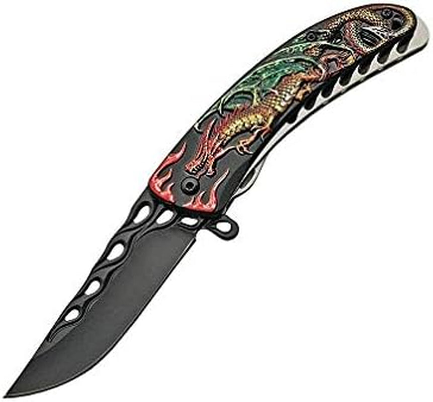 4.5” Oriental Style Spring Assisted Mortal Dragon Tactical Folding EDC Knife