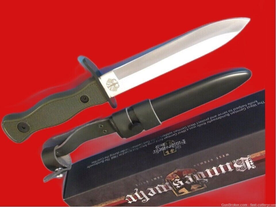 Bundeswehr OD Military Combat fixed blade field knife 10 3/8 FREE Gift