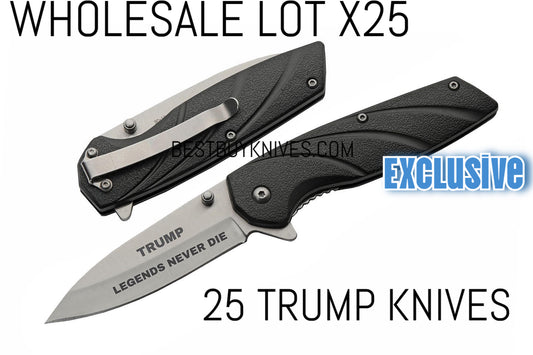 WHOLESALE 25 TRUMP "LEGENDS NEVER DIE" Spring Assisted Speedster KNIFE