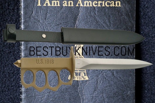 U.S. 1918 WWI Mark 1 Trench Knife Brass Knuckle Finish Blade 12”