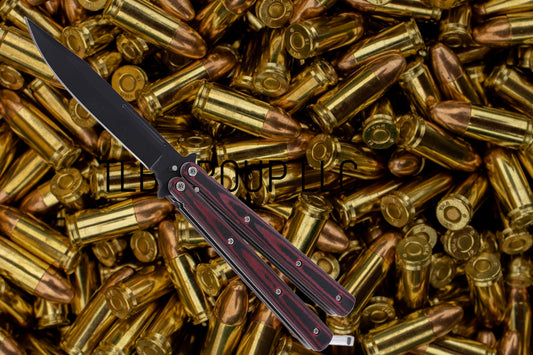 Strike Bold with the Micarta Red & Black Butterfly Knife and ABS Belt Holster