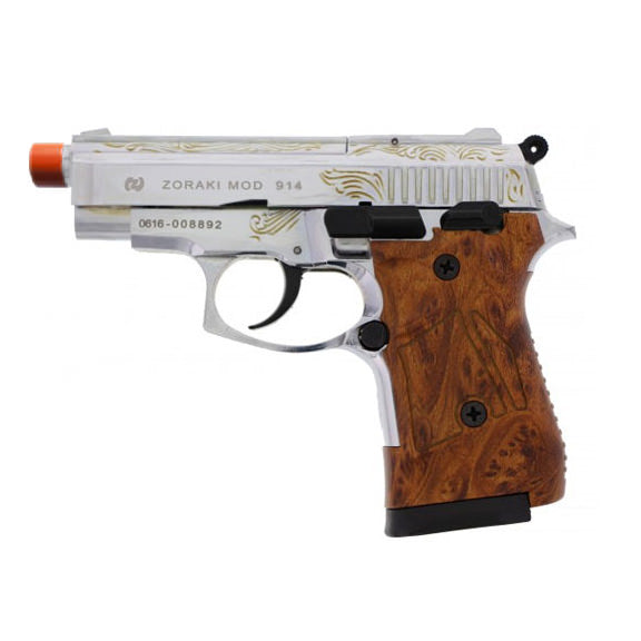 Zoraki 914 9mm Blank Full Auto Engraved Front Firing Machine Pistol