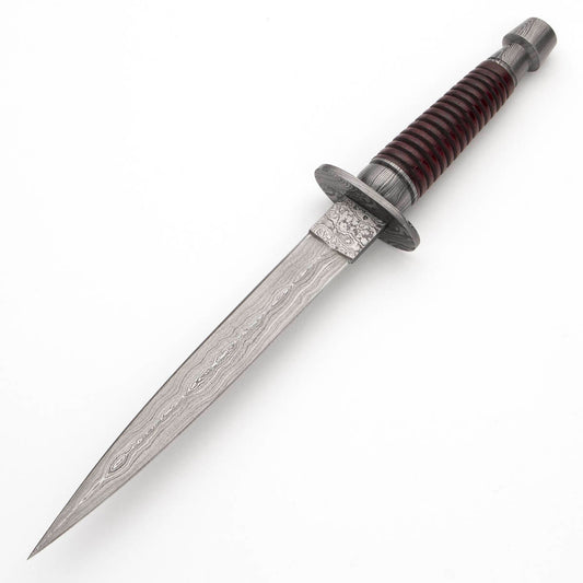 Damascus Commando Dagger w/ Wood Handle