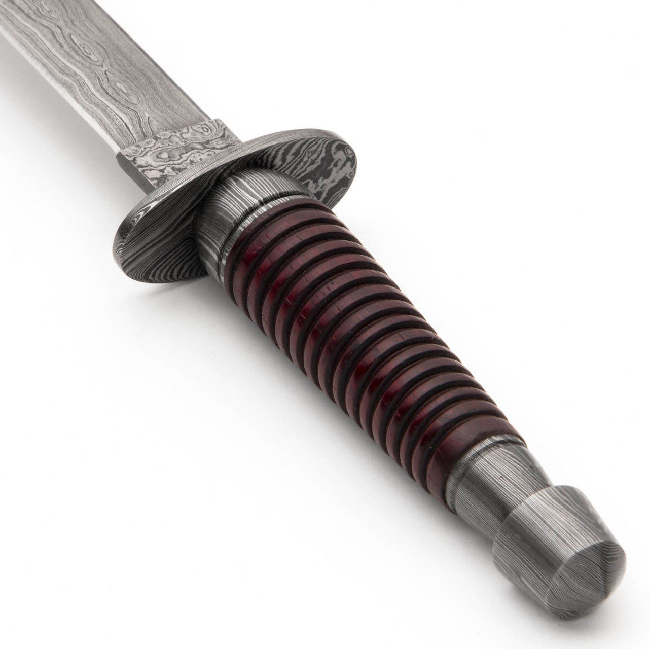 Damascus Commando Dagger w/ Wood Handle