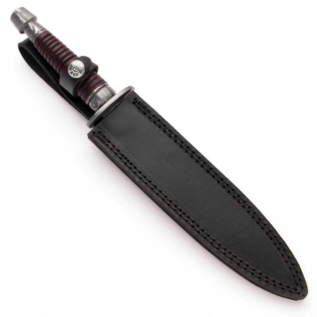 Damascus Commando Dagger w/ Wood Handle