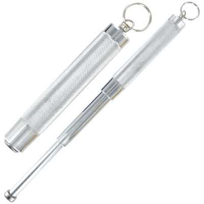 Keychain Tempered Steel Mini Baton Silver