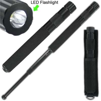 Heat Treated Tempered Steel Foam Grip Flashlight Baton 16 in