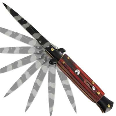 Mafia Italian Milano Stiletto Camo Wooden Automatic Knife