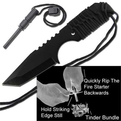 Survival Tanto Emergency Fire Starter Hunting Knife