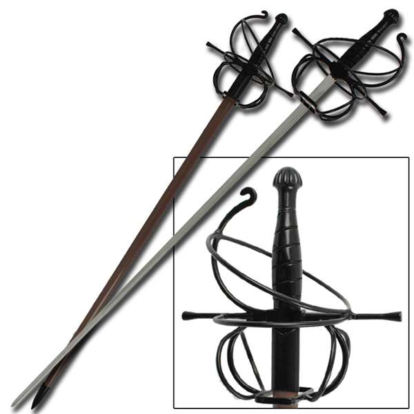 Dark Espada Renaissance Rapier Swept Hilt Sword