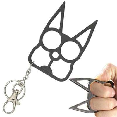 Knuckle Black Cat Defense Weapon Keychain