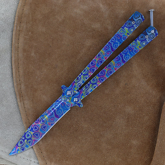 Psychedelic Trip Heavy Duty Balisong Flipper Butterfly Knife