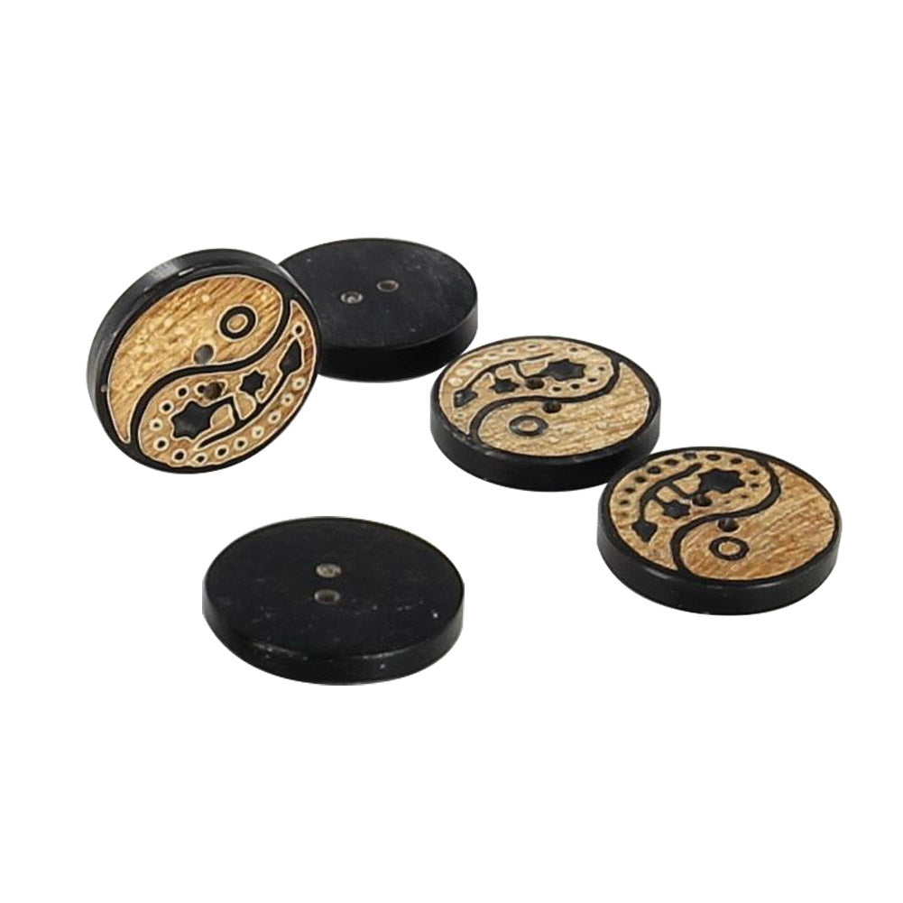 Paisley Yin and Yang Horn Button Set