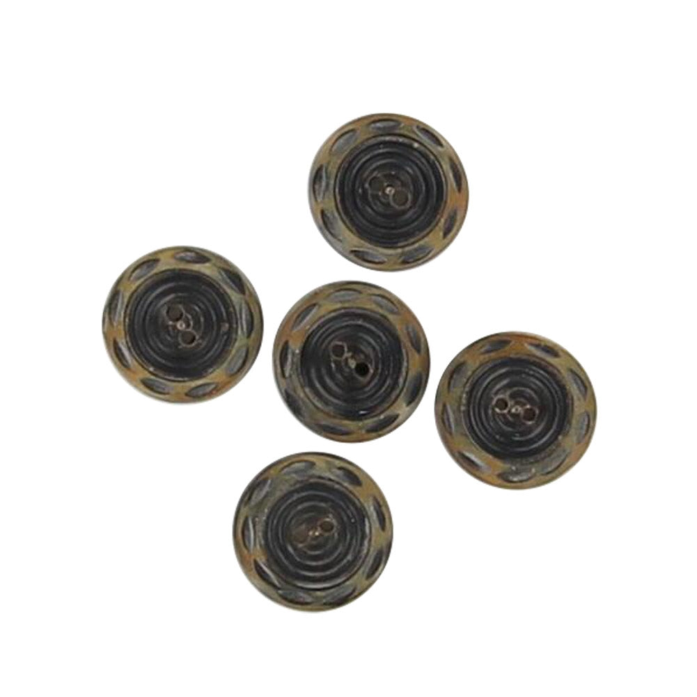 Set of Five Whirlwind Carved Horn Buttons