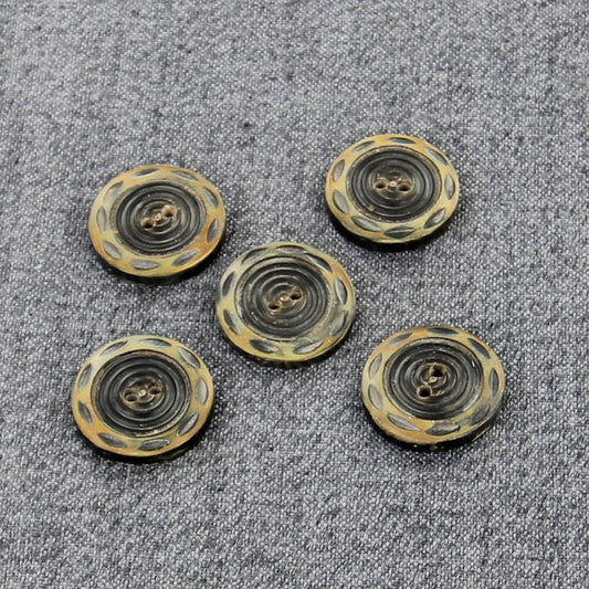 Set of Five Whirlwind Carved Horn Buttons