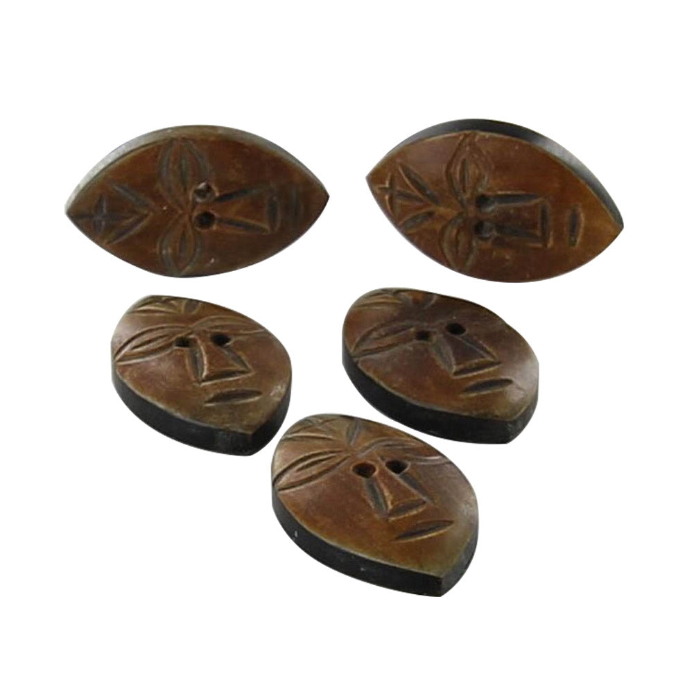 Hand Carved Tribal Maid Horn Buttons