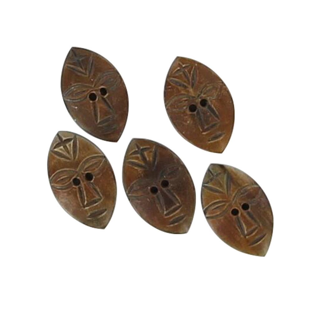 Hand Carved Tribal Maid Horn Buttons