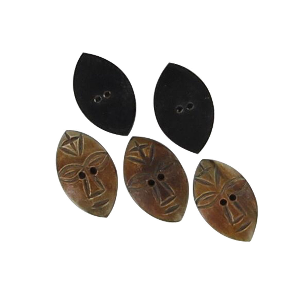 Hand Carved Tribal Maid Horn Buttons