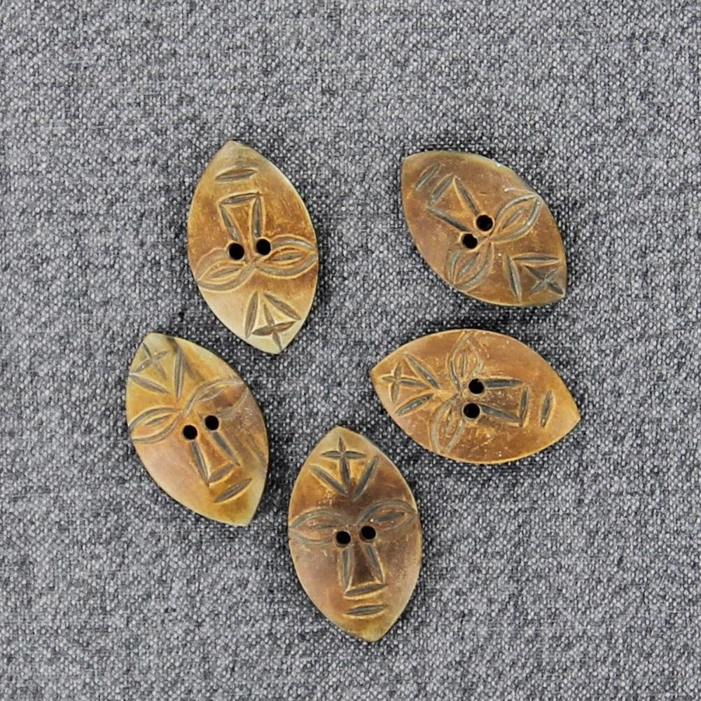 Hand Carved Tribal Maid Horn Buttons