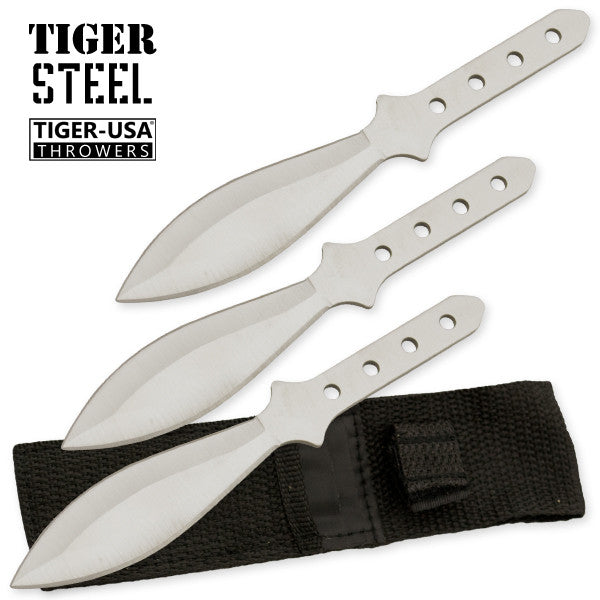 3 PC Silver 440 Stainless Steel Throwing Knife Set