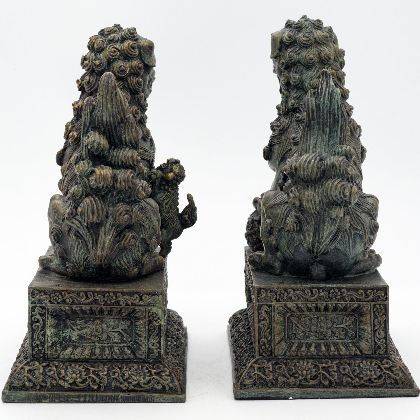 Ancient Guard Chinese Guardian Lion Fu Foo Dog Statuettes Bookends Pair