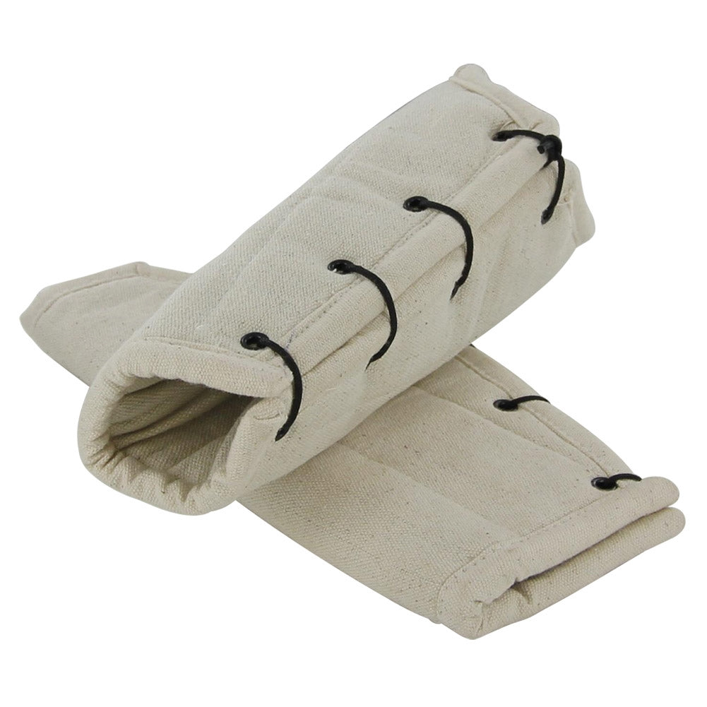 Medieval Padded Cloth Bracers - Ecru