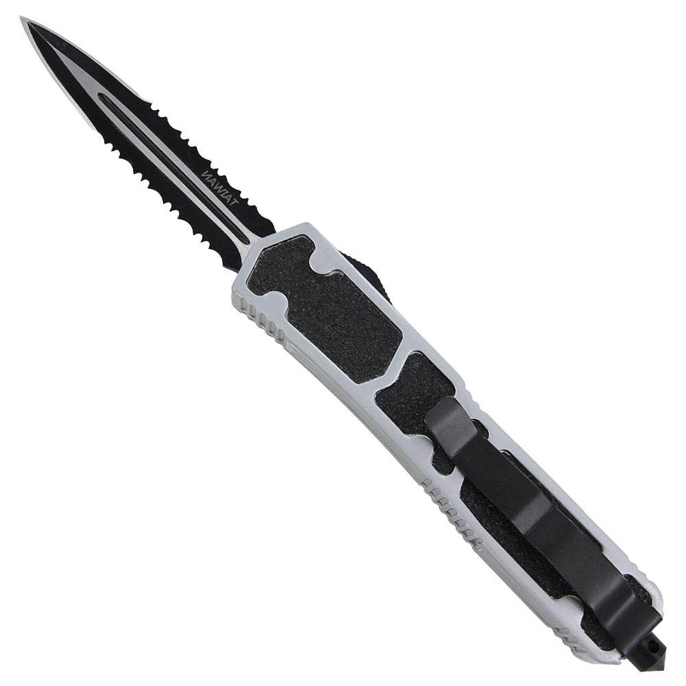 Silver Fox Tarantula Auto OTF Glass Breaker Knife Black Serrated