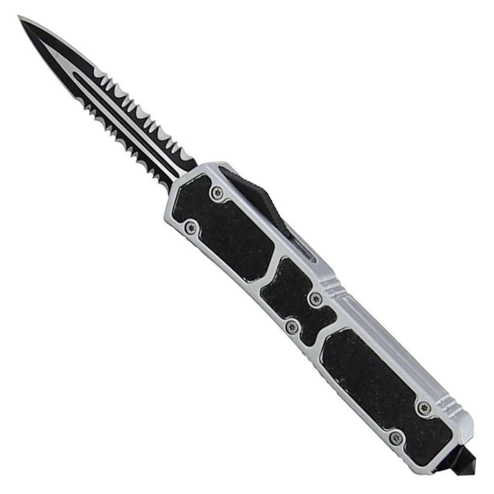 Silver Fox Tarantula Auto OTF Glass Breaker Knife Black Serrated