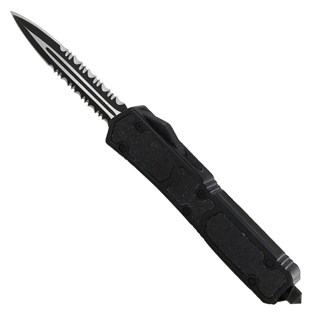 Tarantula Auto OTF Glass Breaker Knife Black Serrated