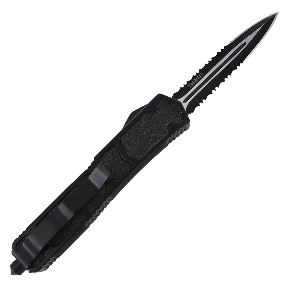 Tarantula Auto OTF Glass Breaker Knife Black Serrated