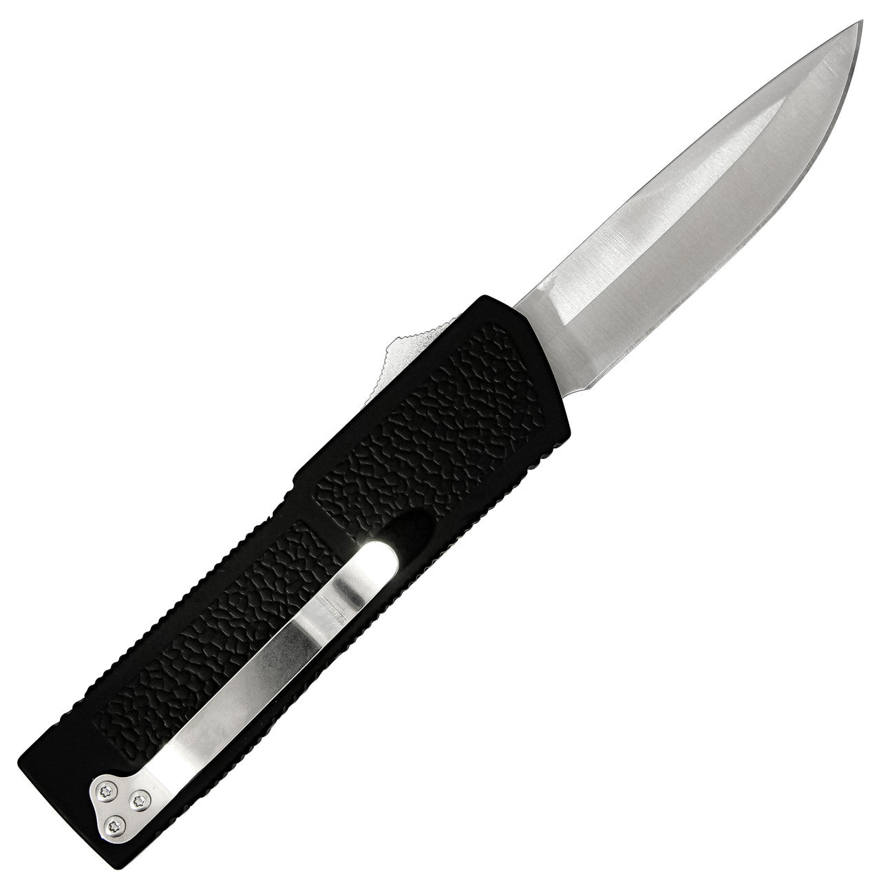 Steel Shadow Automatic Functional Black Textured Out the Front Drop Point OTF Knife w/ Belt Clip