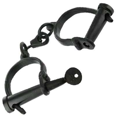 Hand Forged Iron Shackles Medieval Dungeon Black
