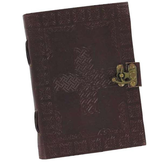 Handmade Knotted Weave Celtic Cross Leather Journal