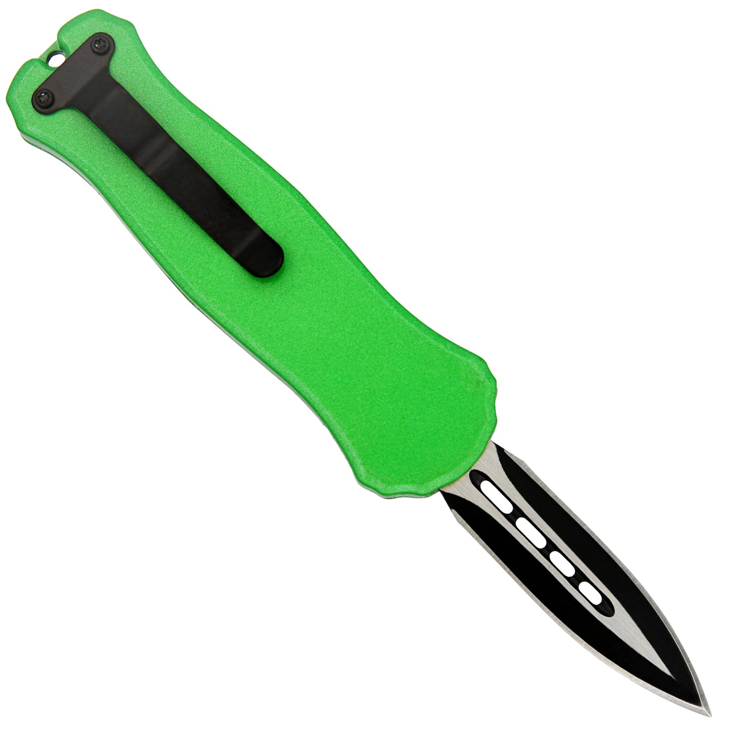 Powerful Goblin Blood OTF Knife: Compact Green Automatic, California Legal with Belt Clip & Keyring Hole!