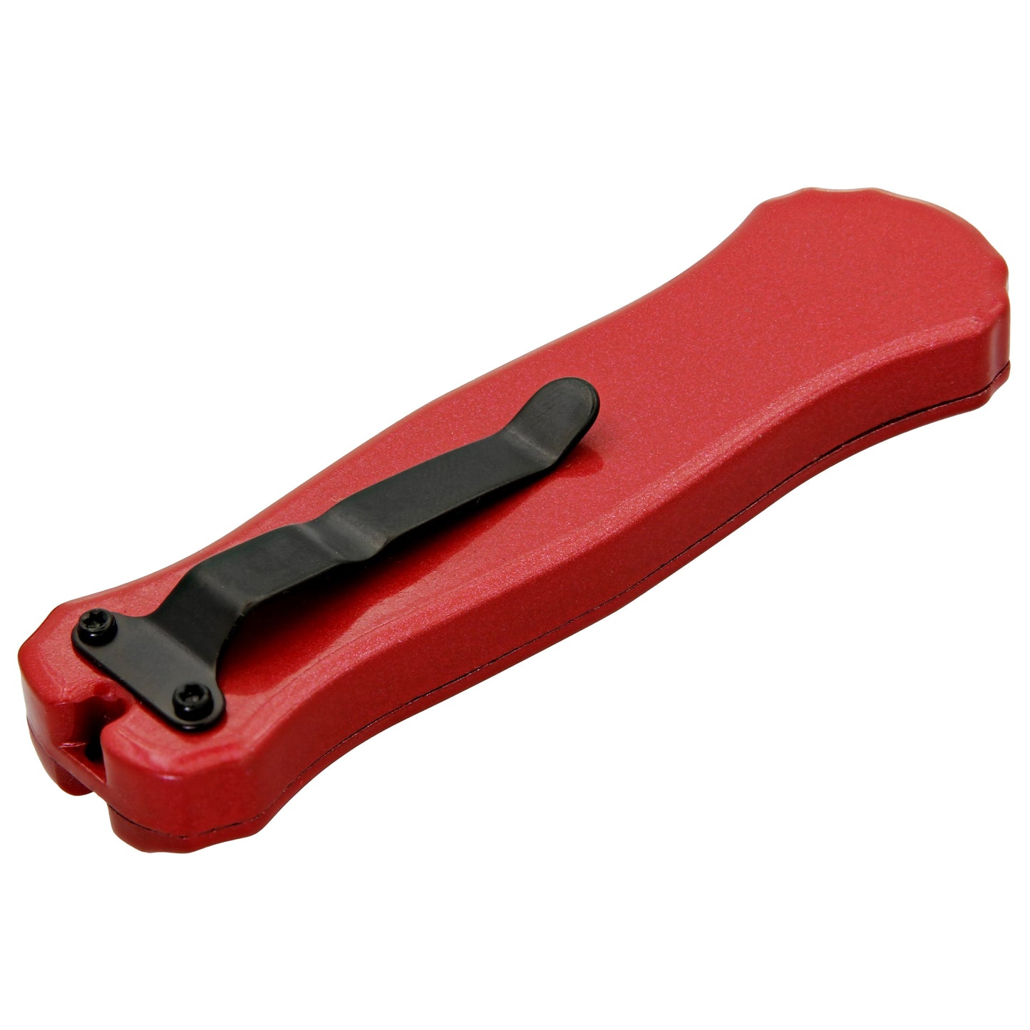 Red Fruit Automatic Mini California Legal Double Edge Out the Front OTF Knife w/ Contoured Handle & Belt Clip