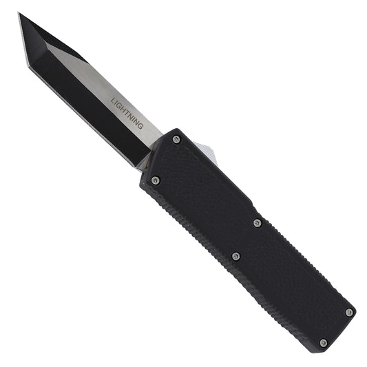 Devour Lightning Black Dual Action Tanto Automatic OTF Knife