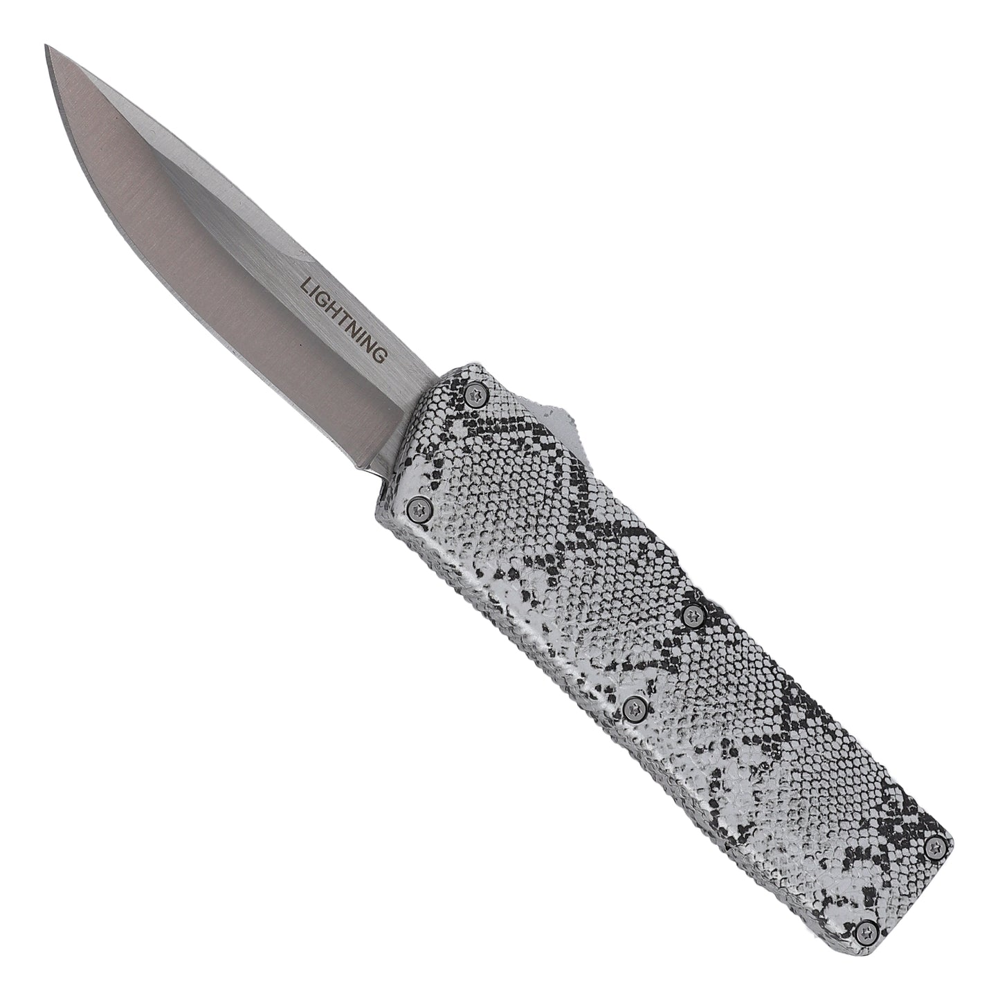 Diamond Back Lighting OTF Silver Snake Automatic Dual Action Knife