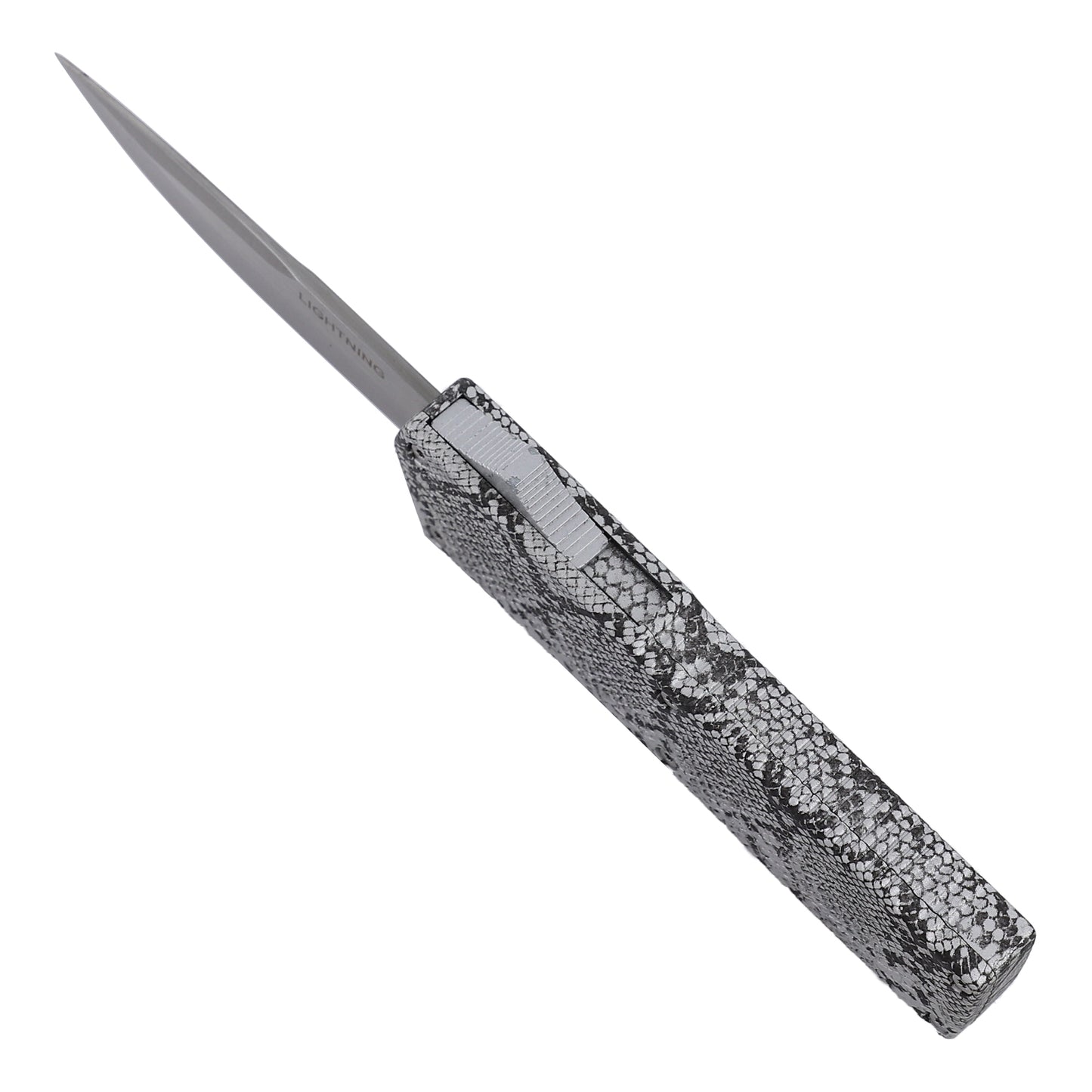 Diamond Back Lighting OTF Silver Snake Automatic Dual Action Knife