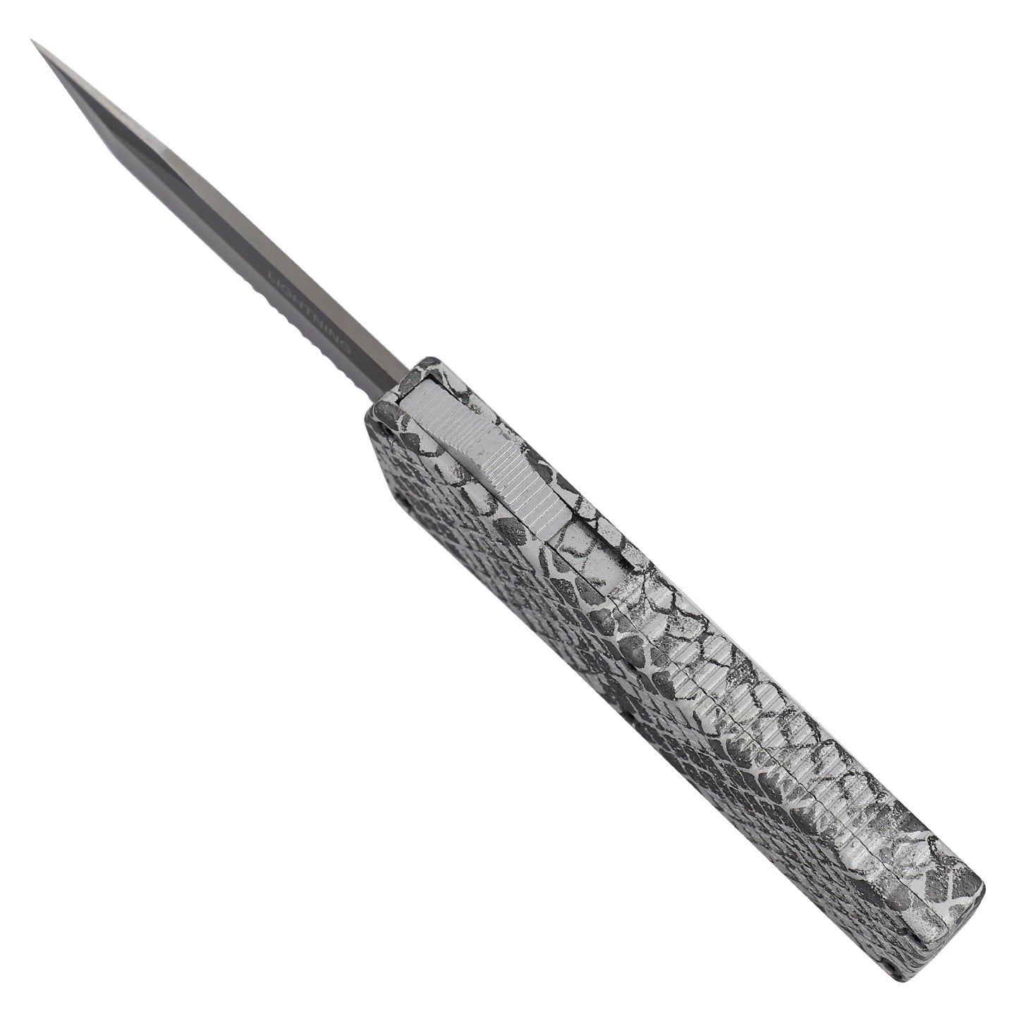 Pigmy Rattler Lighting OTF Silver Snake Automatic Dual Action Knife